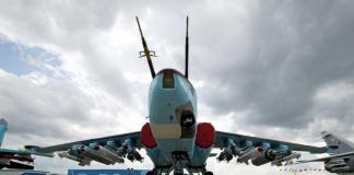 Su 25 rook.  Russian aviation.  View from the trench